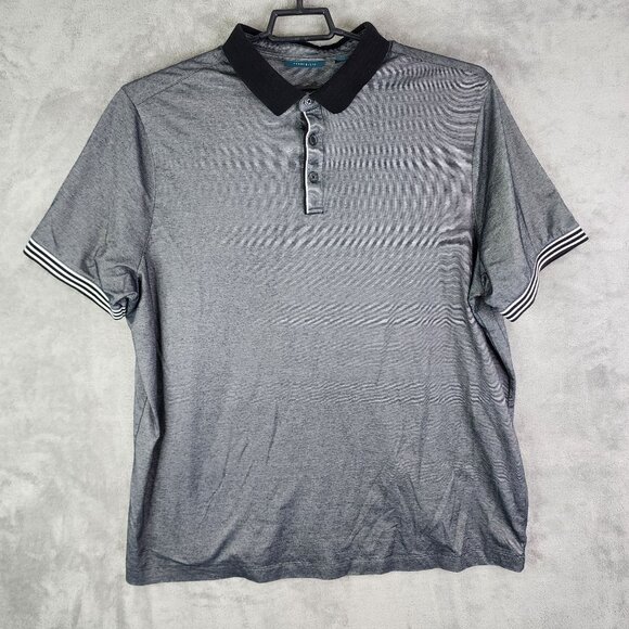 Mens Gray & Black Perry Ellis Polo Shirt Short Sleeve Cotton Blend Size 2XLT - Picture 2 of 11